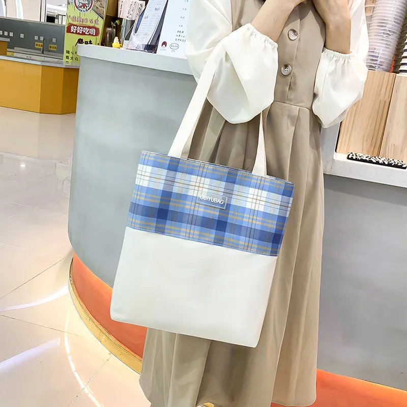 4 Pcs Women Backpack Kawaii Plaid School Bag Mochila Cute Book Schoolbag for Teenage Girl Travel Bagpack Large Capacity Rucksack