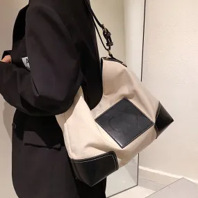 Back to College Vintage Fashion Female panelled color canvas 2021 New High Quality  Women Designer Handbag High capacity Shoulder Messenger Bag