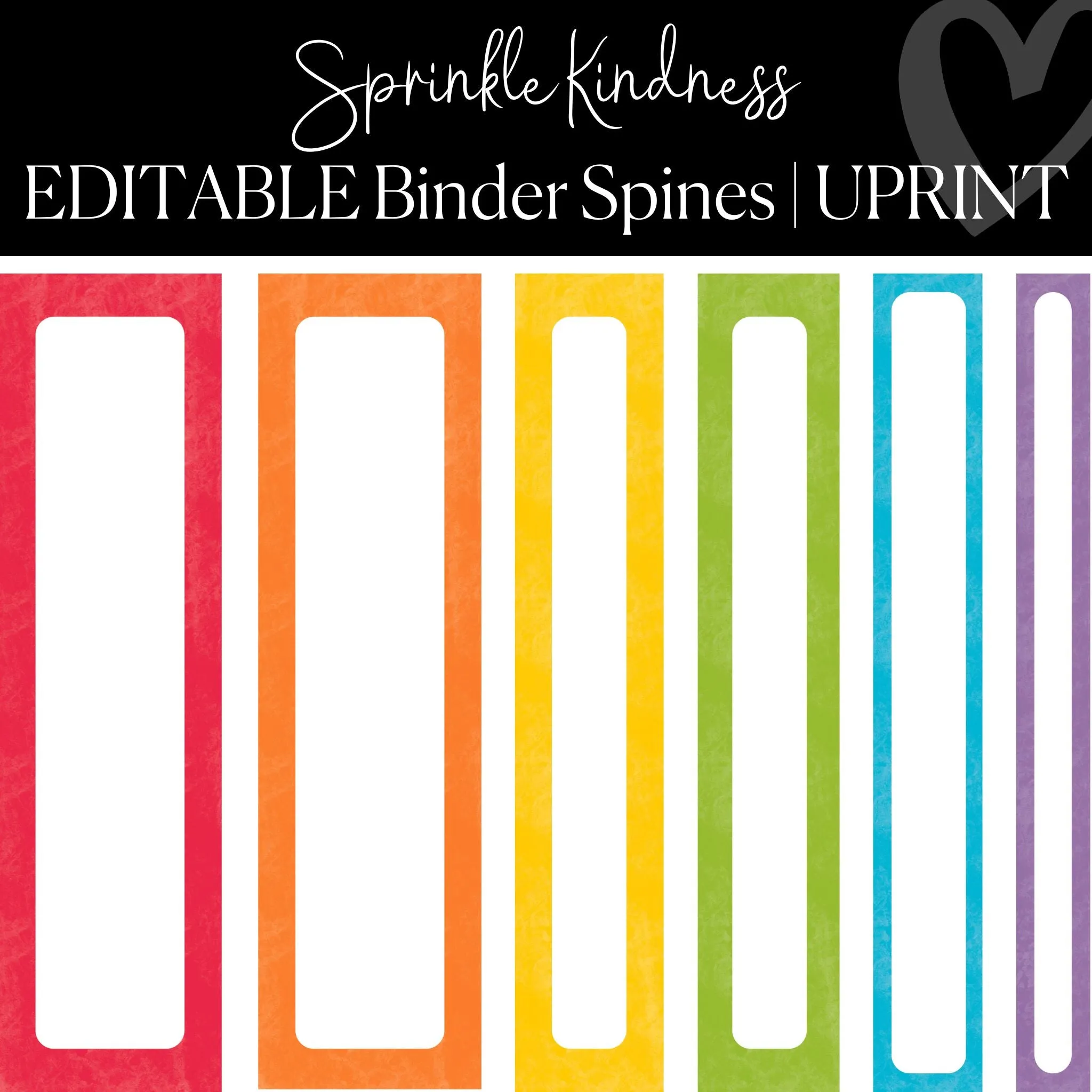 Binder Covers and Spines | Rainbow Classroom Decor and Organization | Sprinkle Kindness | UPRINT |  Schoolgirl Style