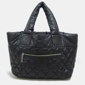 Black Leather Coco Cocoon Tote Bag