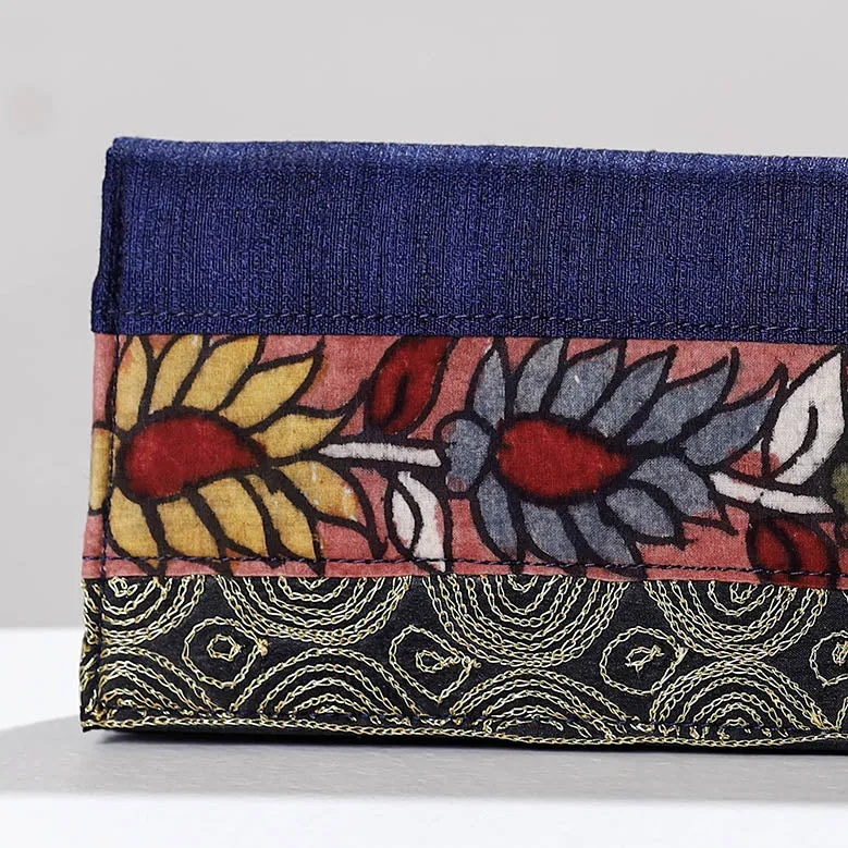 Blue - Handpainted Kalamkari Ghicha Silk Clutch