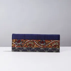 Blue - Handpainted Kalamkari Natural Dyed Ghicha Silk Clutch