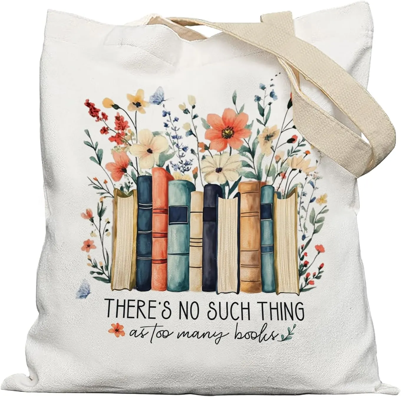 Booktrovert Library Tote, Book Lover Gifts for Women, Gifts for Readers Librarians, Reusable Grocery Bags Shopping Bags