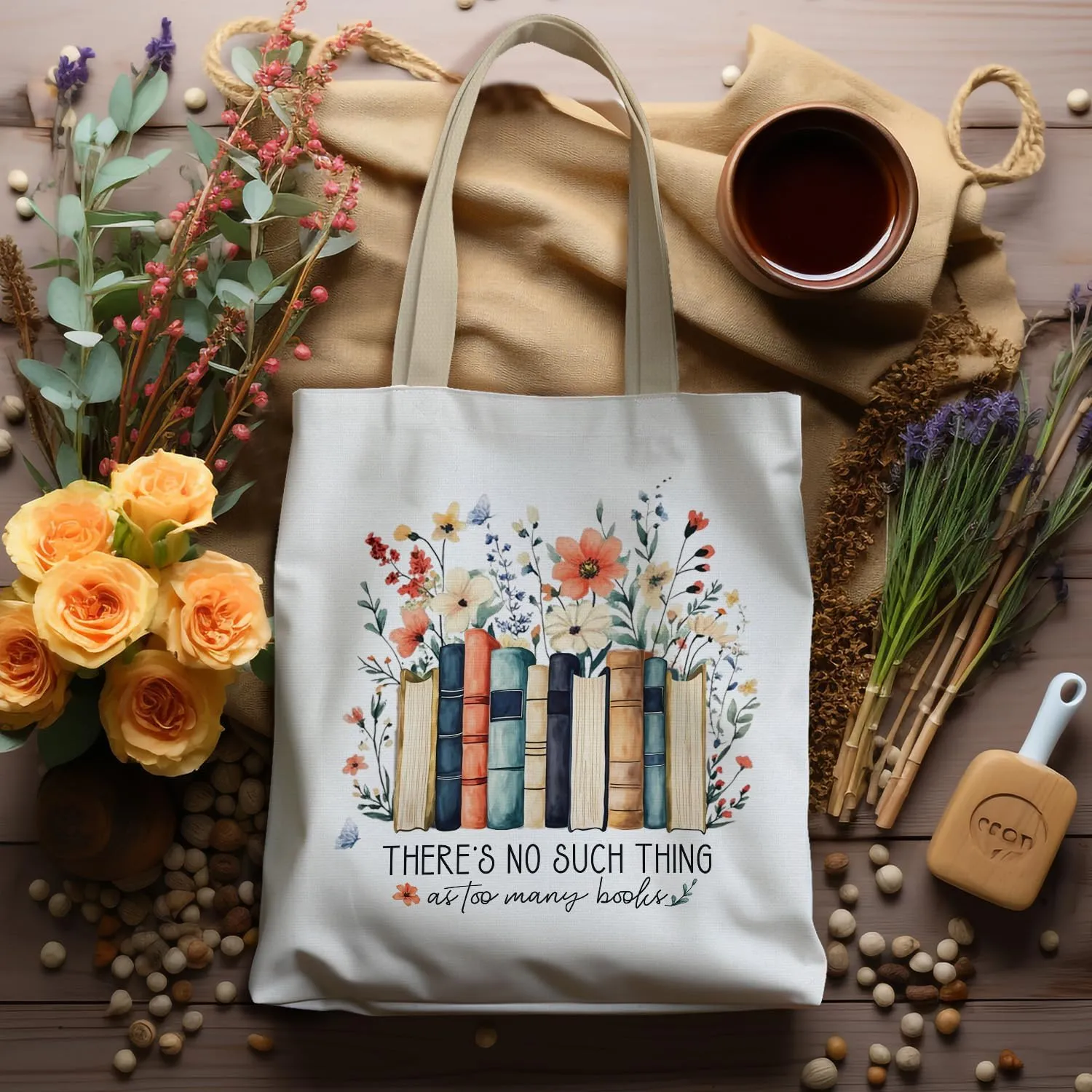 Booktrovert Library Tote, Book Lover Gifts for Women, Gifts for Readers Librarians, Reusable Grocery Bags Shopping Bags
