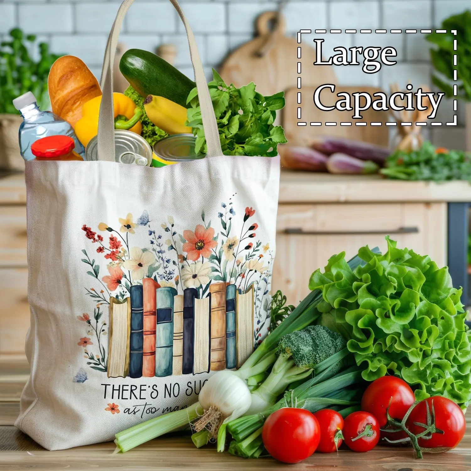 Booktrovert Library Tote, Book Lover Gifts for Women, Gifts for Readers Librarians, Reusable Grocery Bags Shopping Bags