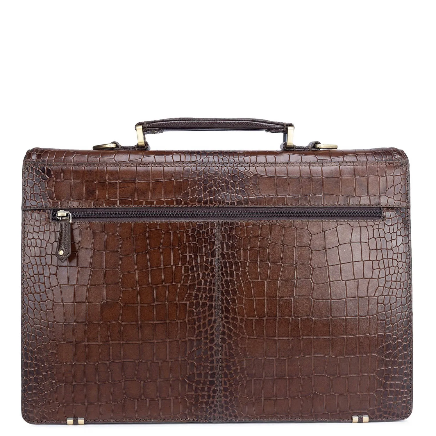 Brown Croco Textured Port Folio