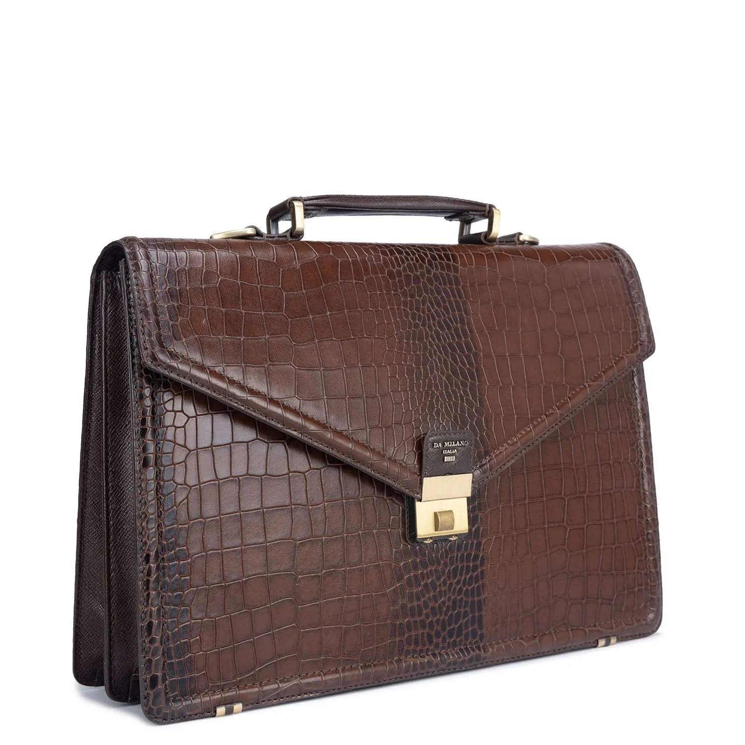 Brown Croco Textured Port Folio