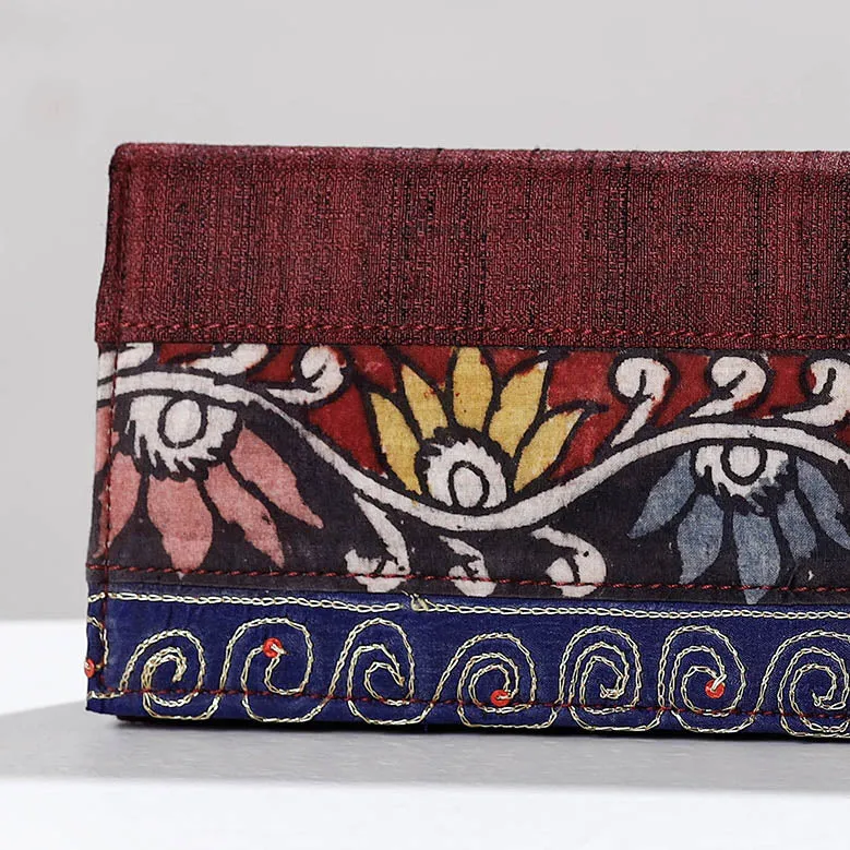 Brown - Handpainted Kalamkari Ghicha Silk Clutch