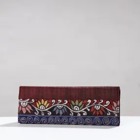 Brown - Handpainted Kalamkari Ghicha Silk Clutch