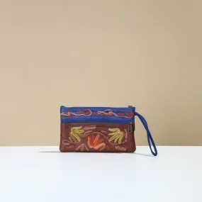 Brown - Kashmiri Crewel Hand Embroidery Leather Clutch 12