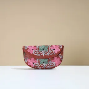 Brown - Kashmiri Crewel Hand Embroidery Leather Clutch 21