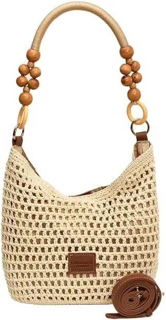 Casual Tote Bags for Women Beach Bag Woven Shoulder Handbag Ladies Cross-body Purses Commuter Travel Satchels 2025