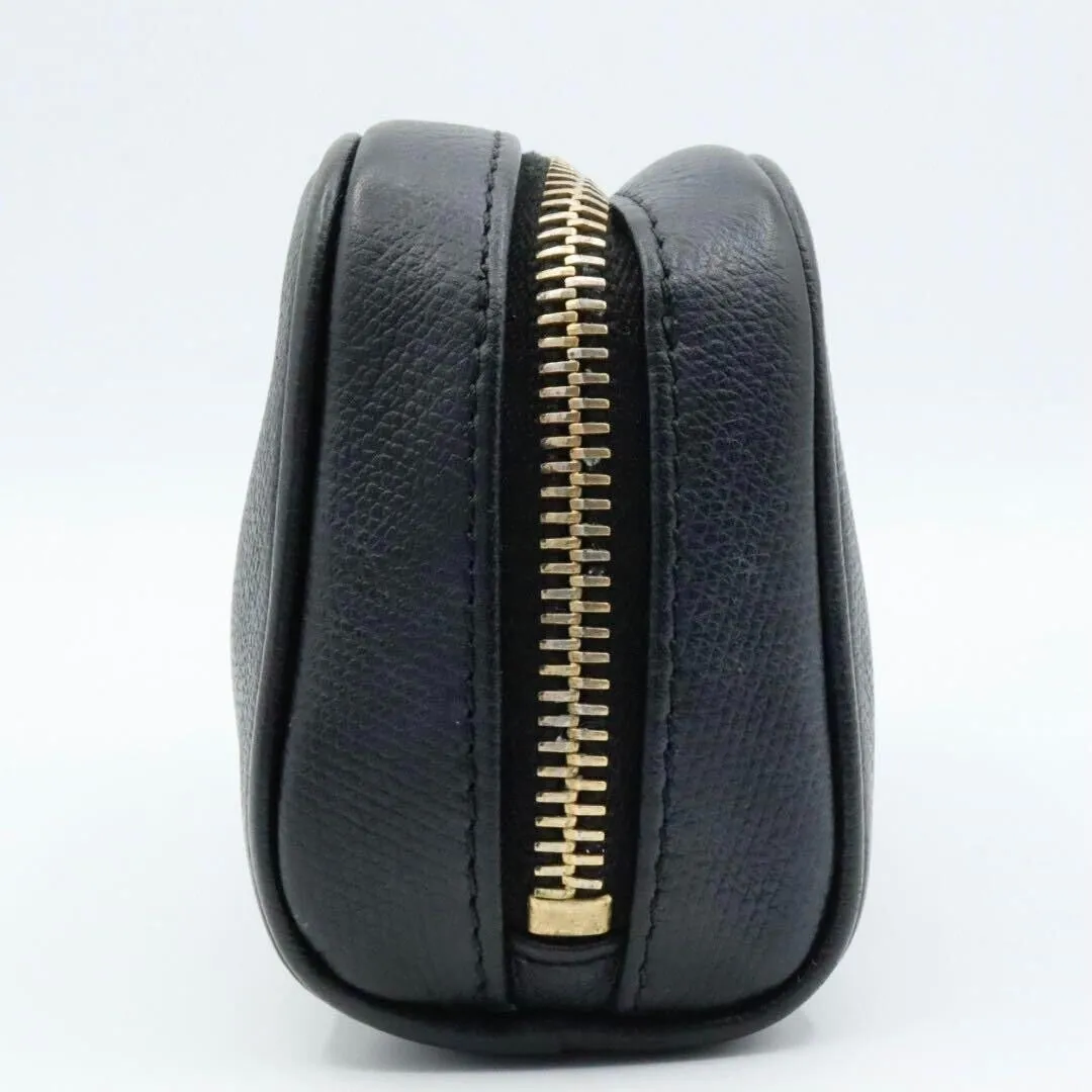 Chanel Coco Button Leather Black Pouch