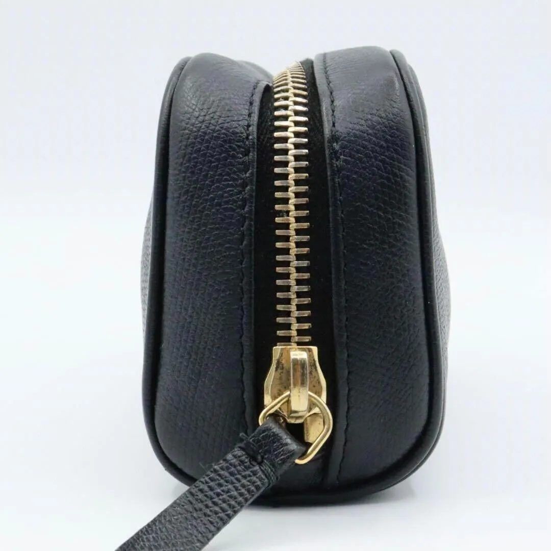 Chanel Coco Button Leather Black Pouch