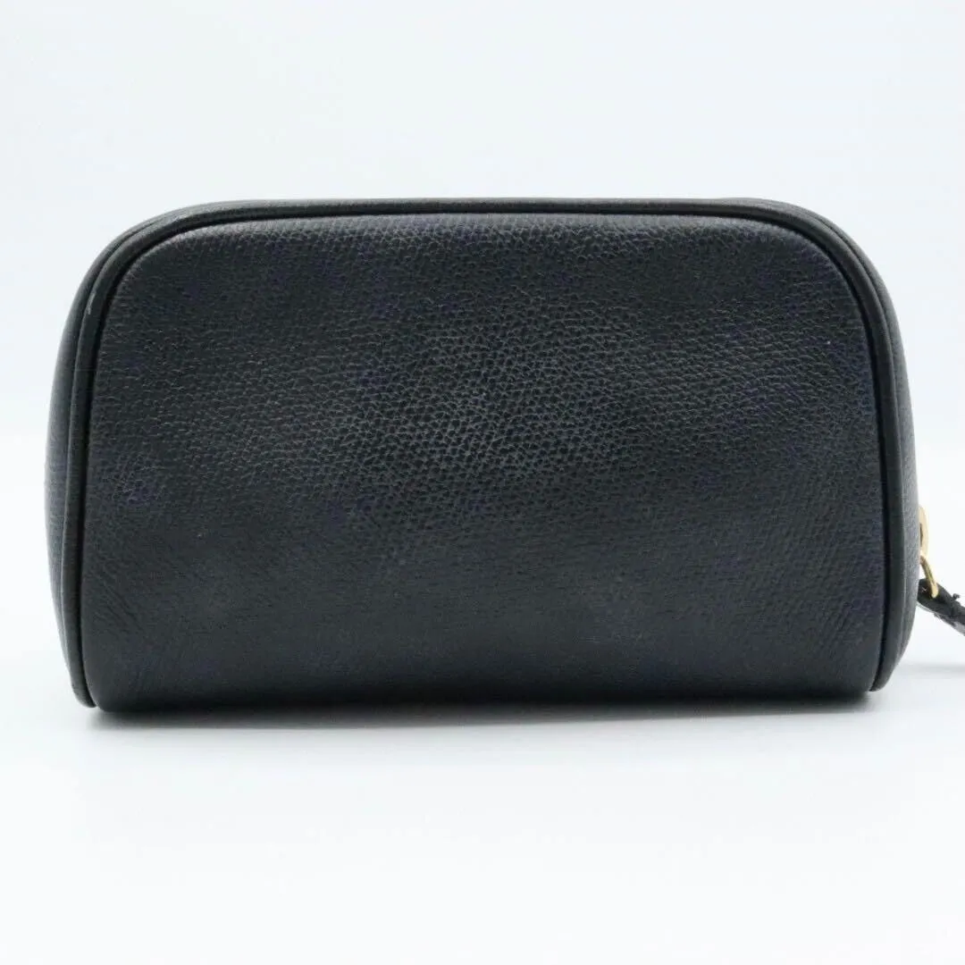 Chanel Coco Button Leather Black Pouch