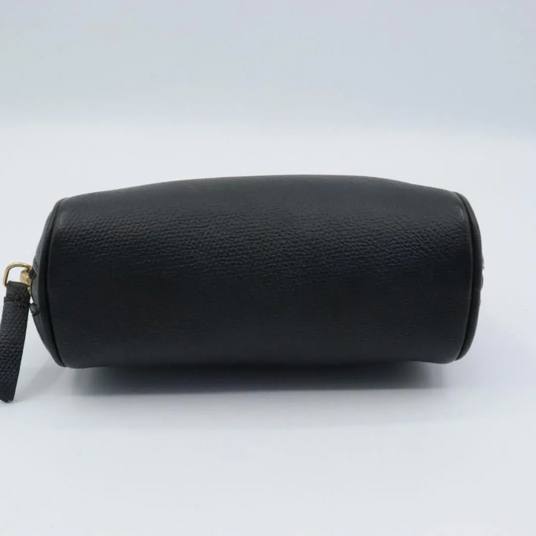 Chanel Coco Button Leather Black Pouch