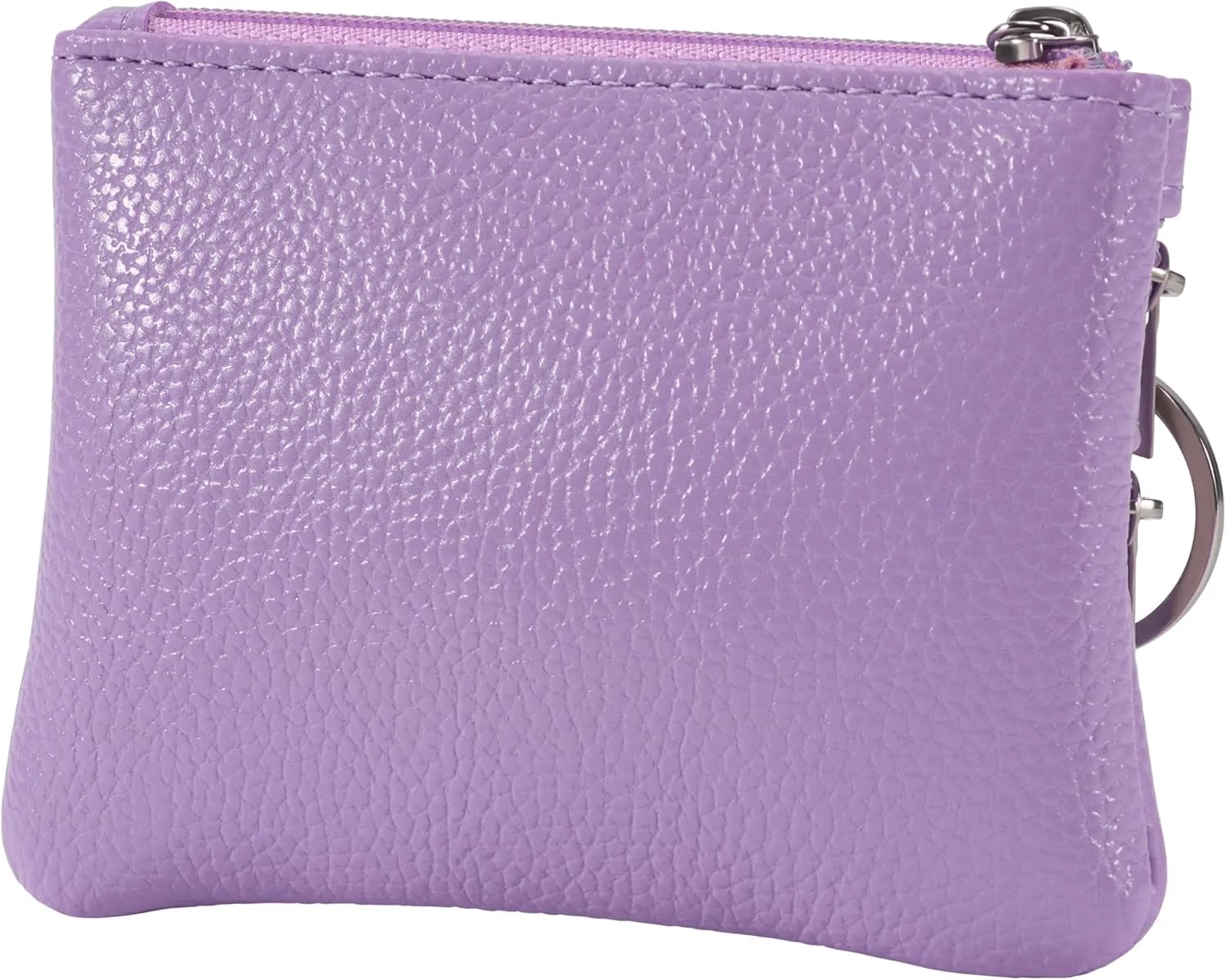 Chelmon 2 Pack Coin Purse Pouch Change Card Holder Wallet with Keychain for Women and Men (Black & Light Purple)