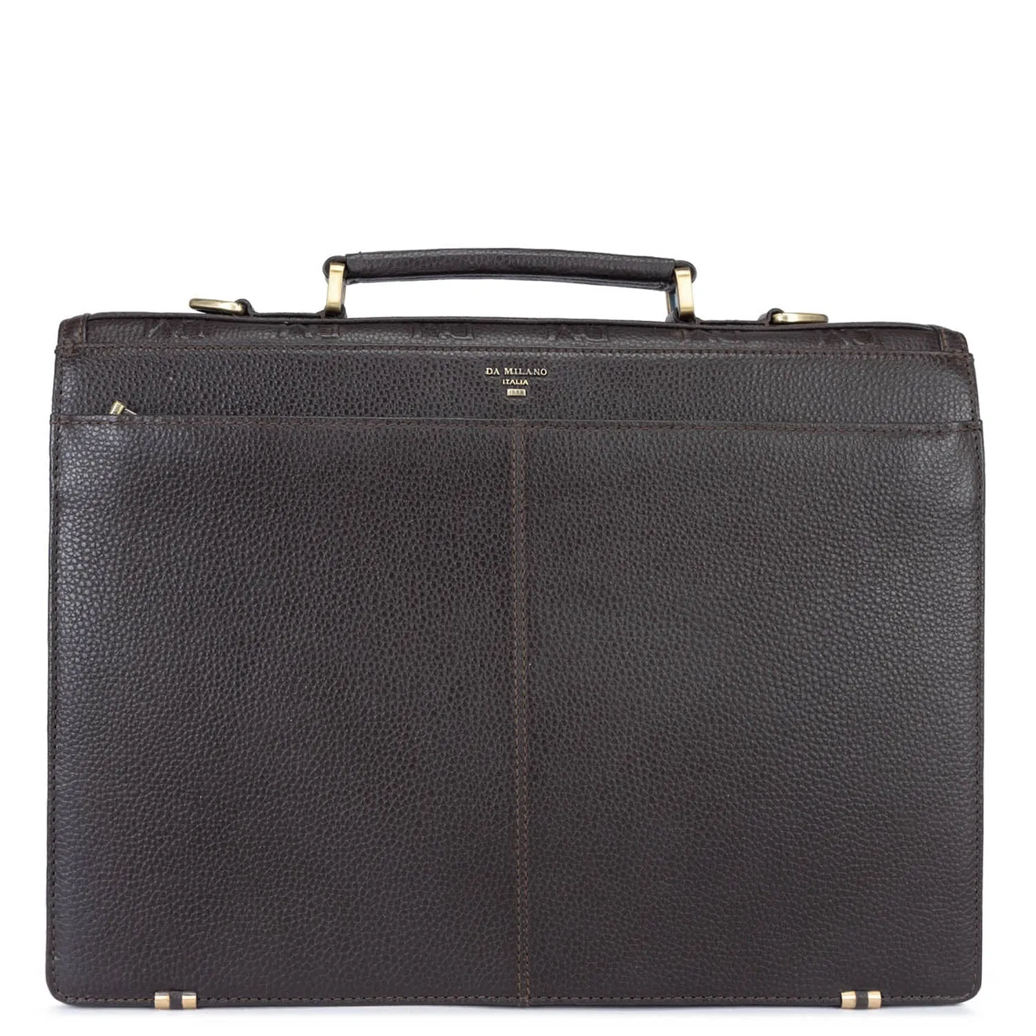 Chocolate Monogram Leather Portfolio