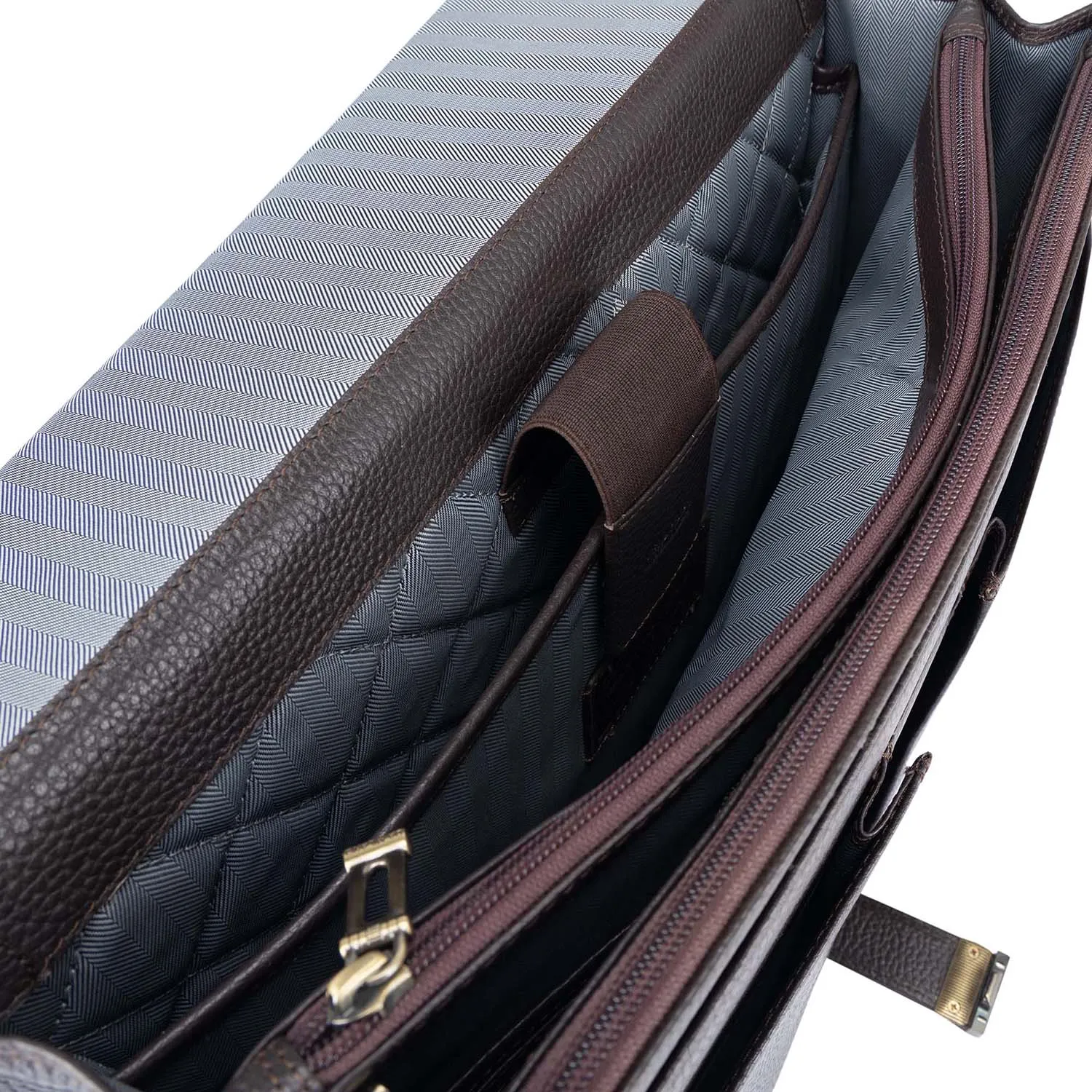 Chocolate Monogram Leather Portfolio