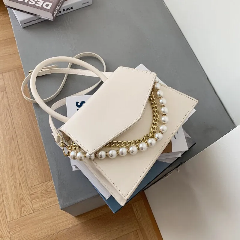 Christmas Gift Elegant Female Pearl Tote bag 2021 Fashion New Quality PU Leather Women's Designer Handbag Solid color Shoulder Messenger Bag