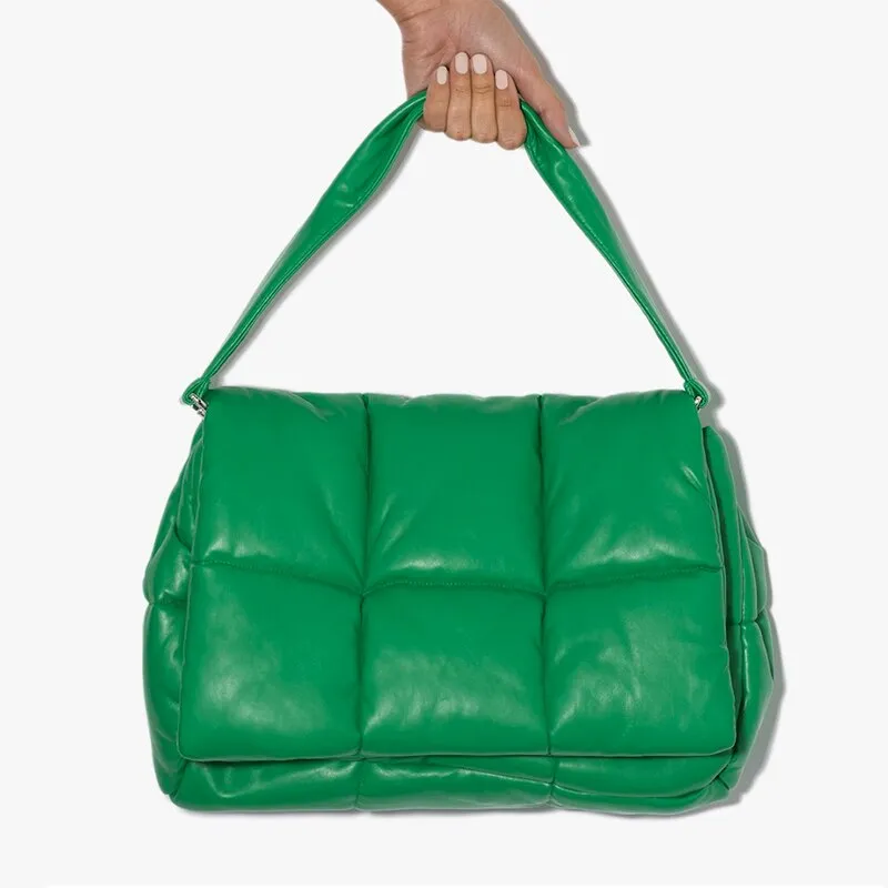 Christmas Gift Fashion Padded Women Shoulder Bags Designer Brand Quilted Handbag Luxury Pu Space Cotton Crossbody Bag Large Tote Winter 2021
