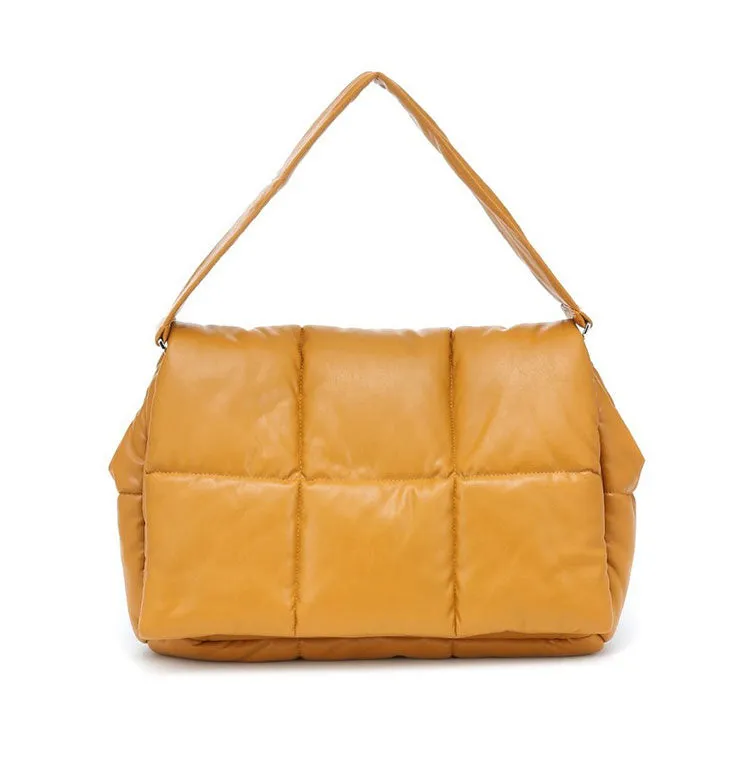Christmas Gift Fashion Padded Women Shoulder Bags Designer Brand Quilted Handbag Luxury Pu Space Cotton Crossbody Bag Large Tote Winter 2021