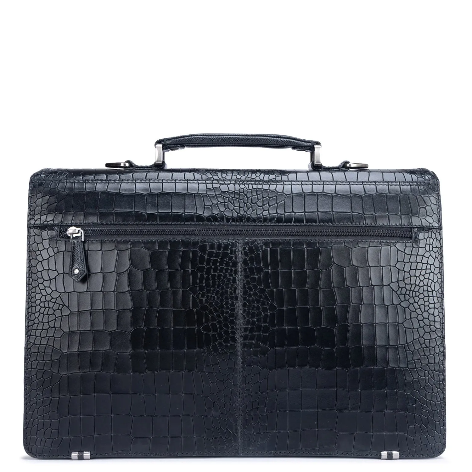 Croco Leather Portfolio - Black