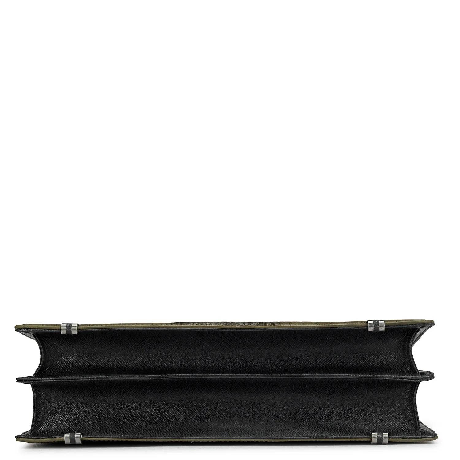 Croco Leather Portfolio - Military Green