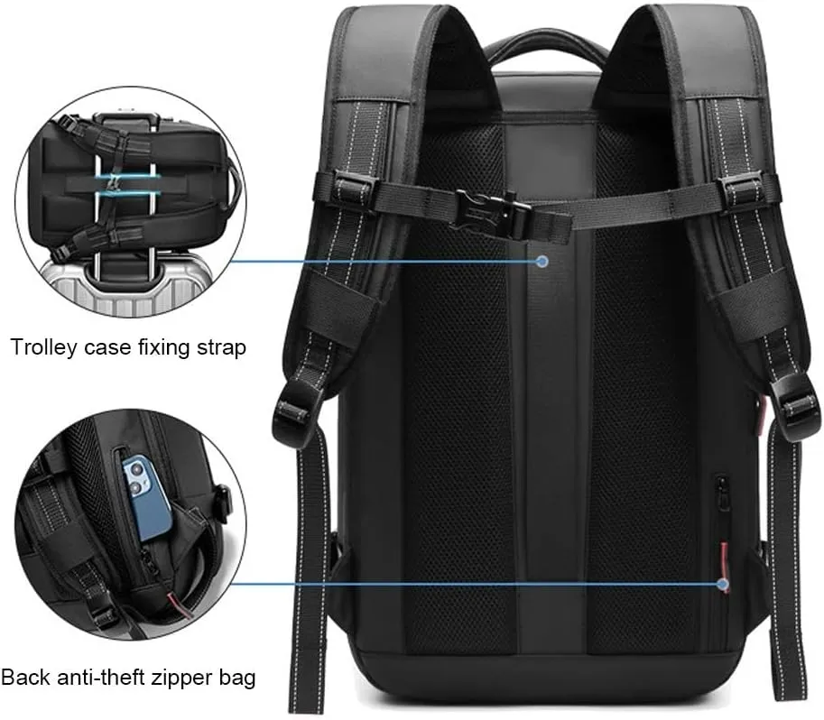 Expandable Large Capacity Backpack With Vacuum Compression,Waterproof Travel Vacuum Backpack Carry On Travel, Black