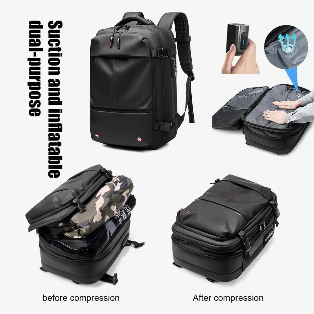 Expandable Large Capacity Backpack With Vacuum Compression,Waterproof Travel Vacuum Backpack Carry On Travel, Black