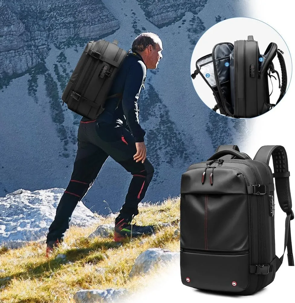Expandable Large Capacity Backpack With Vacuum Compression,Waterproof Travel Vacuum Backpack Carry On Travel, Black