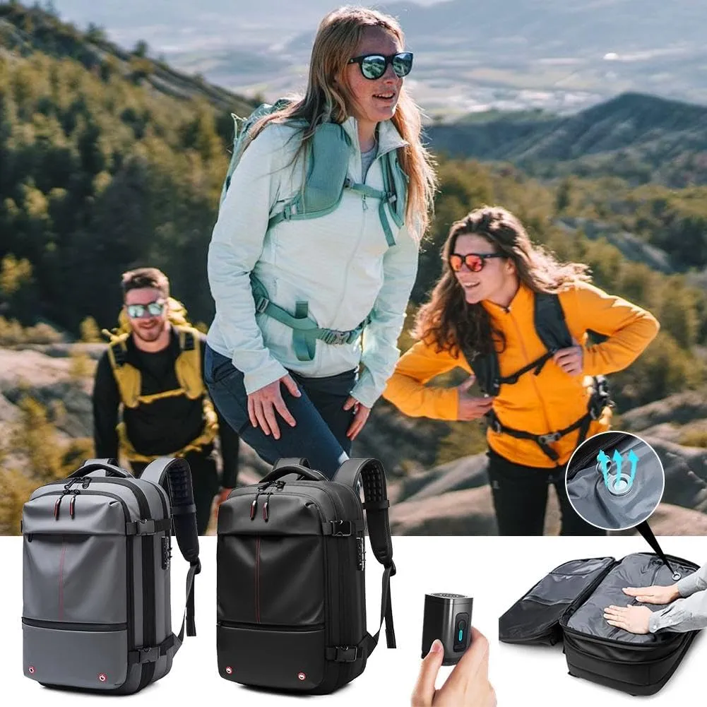 Expandable Large Capacity Backpack With Vacuum Compression,Waterproof Travel Vacuum Backpack Carry On Travel, Black