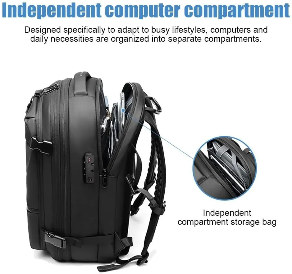 Expandable Large Capacity Backpack With Vacuum Compression,Waterproof Travel Vacuum Backpack Carry On Travel, Black