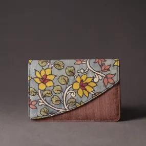 Grey - Handpainted Kalamkari Natural Dyed Ghicha Silk Clutch