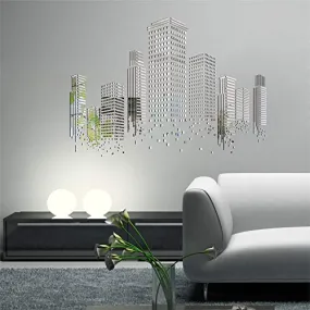 KC Decor Silver Mirror Acrylic Building Wall Sticker self Adhesive for Home Decor (Mirror Acrylic )