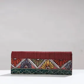 Maroon - Handpainted Kalamkari Ghicha Silk Clutch