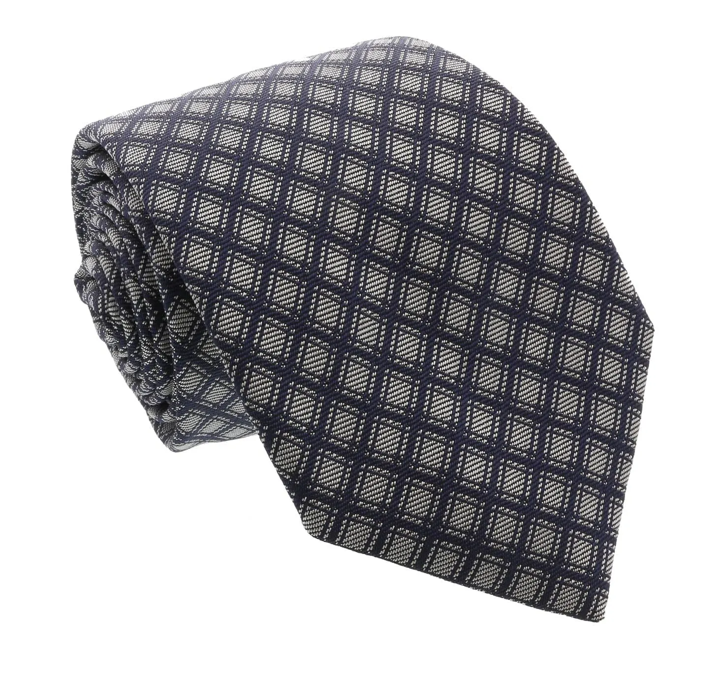 Moschino  Traditional Basket Weave Grey/ Blue Silk Tie