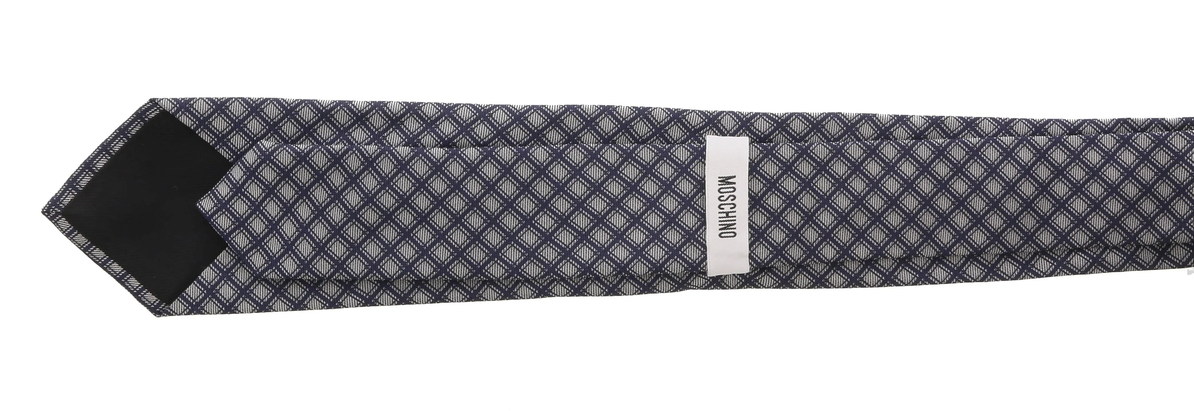 Moschino  Traditional Basket Weave Grey/ Blue Silk Tie