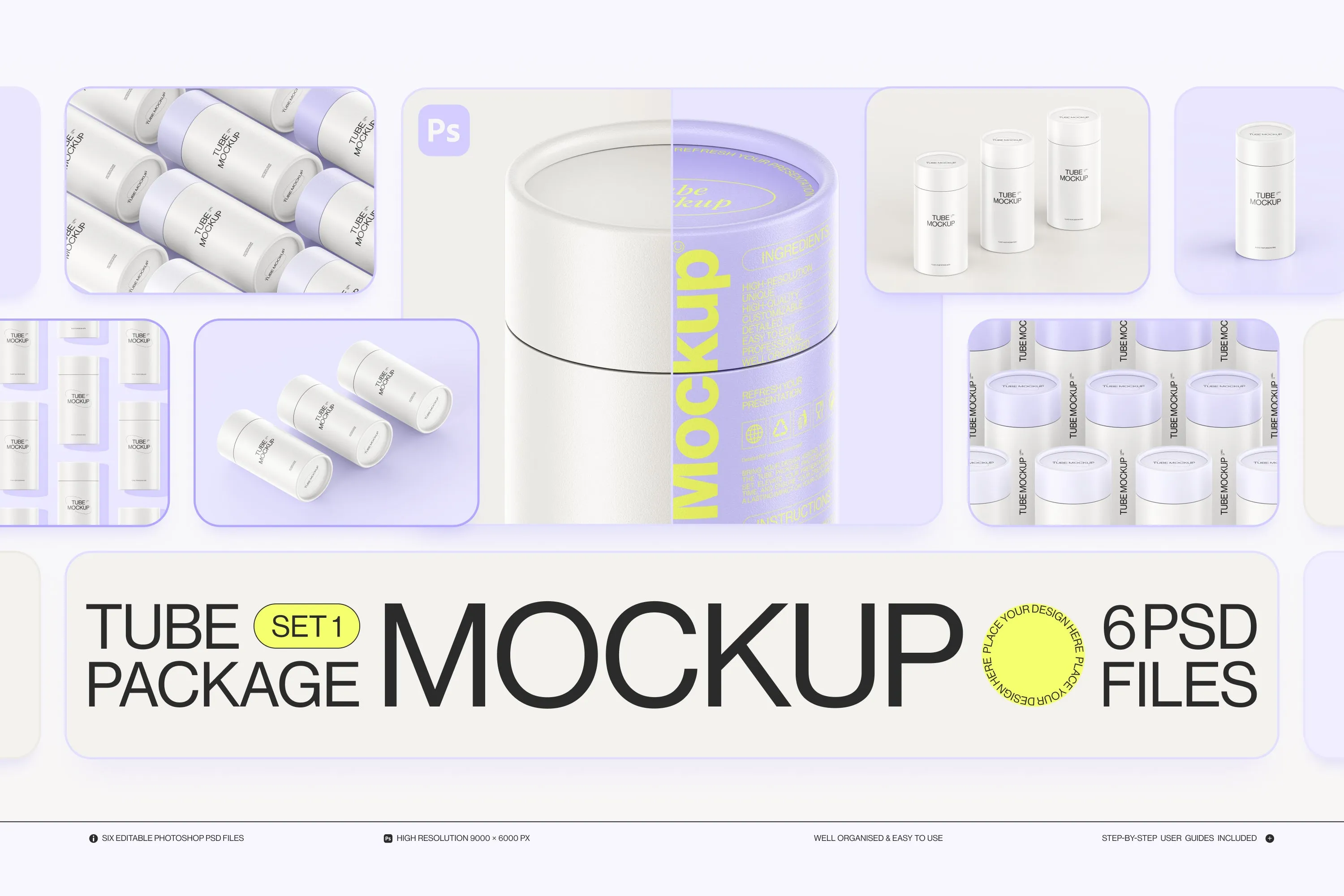 Paper Tube Package Mockup Set 1