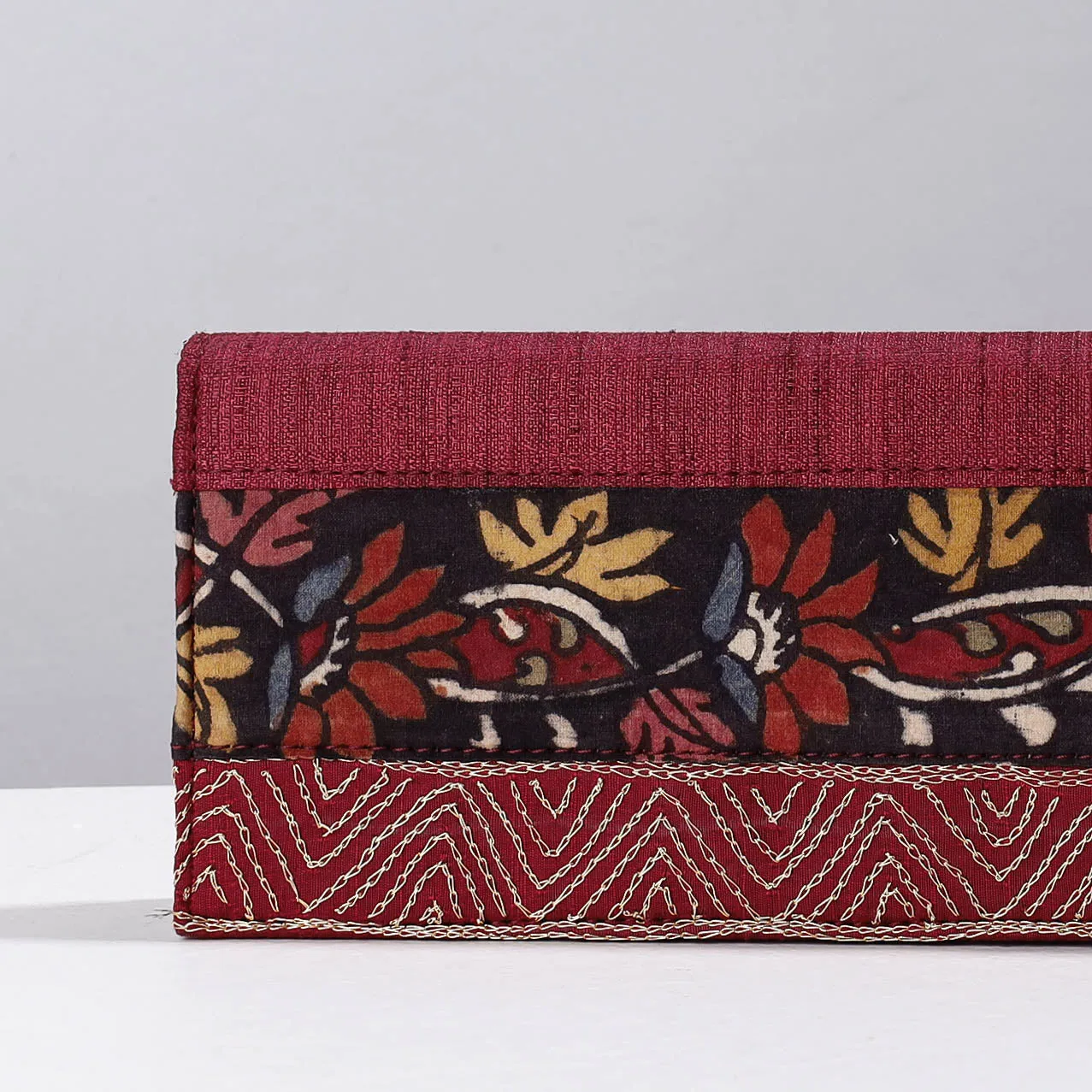 Pink - Handpainted Kalamkari Natural Dyed Ghicha Silk Clutch