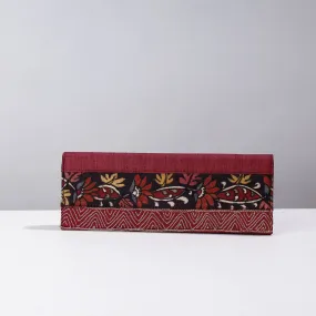 Pink - Handpainted Kalamkari Natural Dyed Ghicha Silk Clutch
