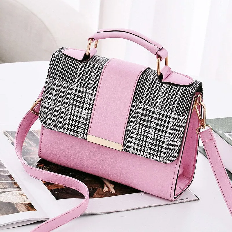 Qyahlybz band women's small tote bags casual crossbody bags cute pink black ladies shoulder bags leather handbags for women