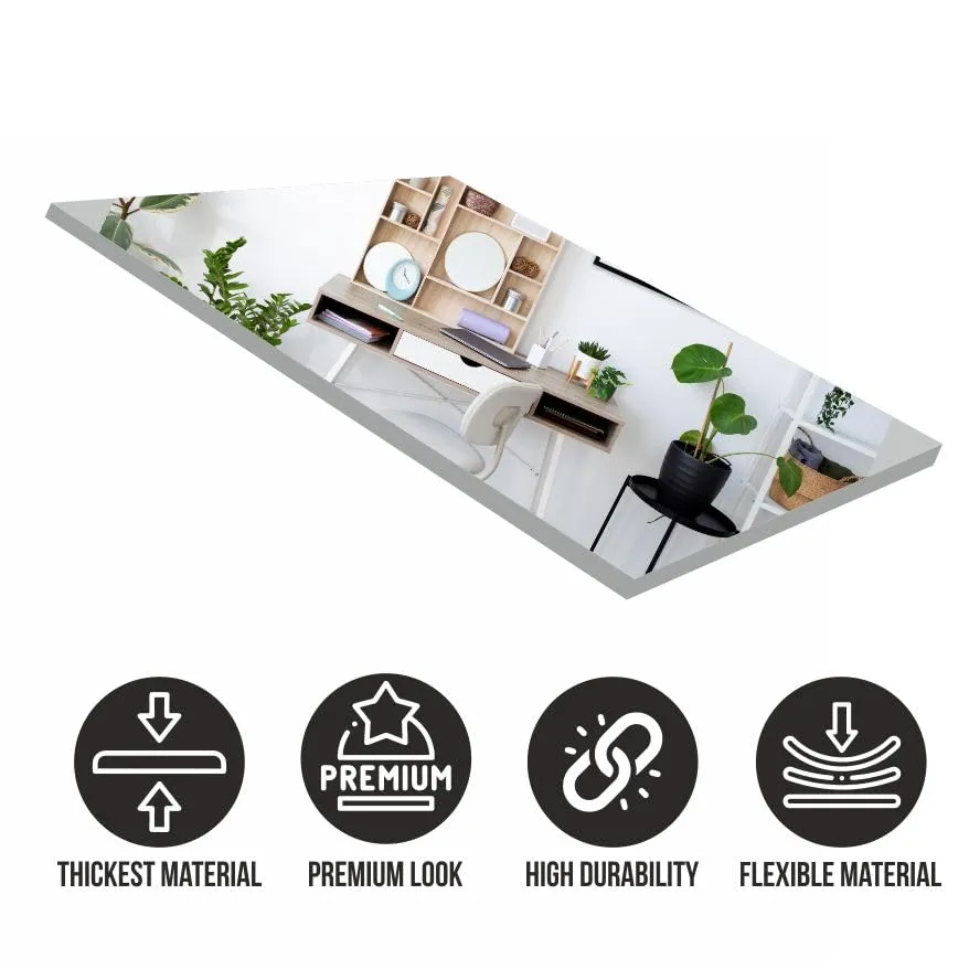 Rawpockets Butterfly Family Silver Mirror Sticker for Wall, 2mm Premium 3D Sticker, Acrylic Mirror Wall Decor Sticker, Wall Mirror Stickers, Wall Stickers for Hall Room, Bed Room, Kitchen