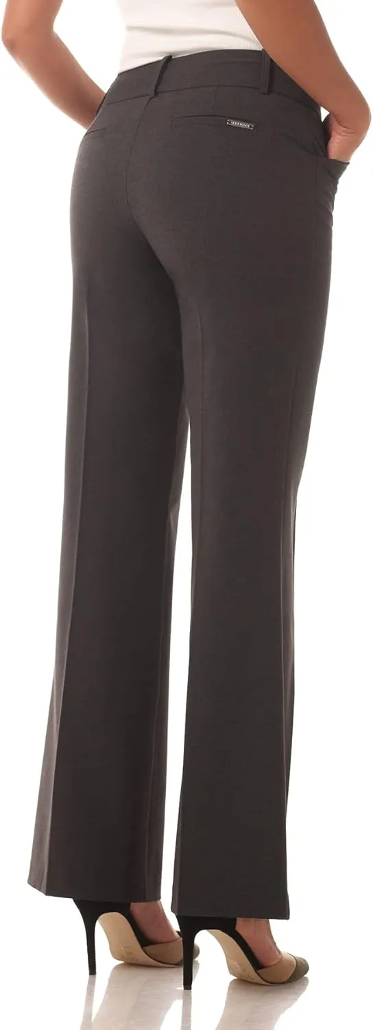 Rekucci Women's Smart Stretch Desk to Dinner Wide Leg Pull-On Pant