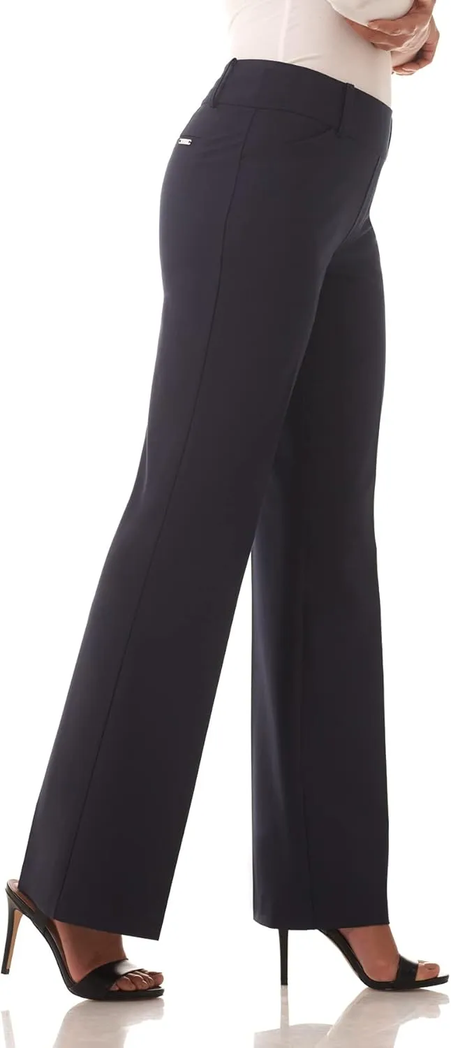 Rekucci Women's Smart Stretch Desk to Dinner Wide Leg Pull-On Pant
