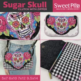 Sugar Skull Clutch with Zipper