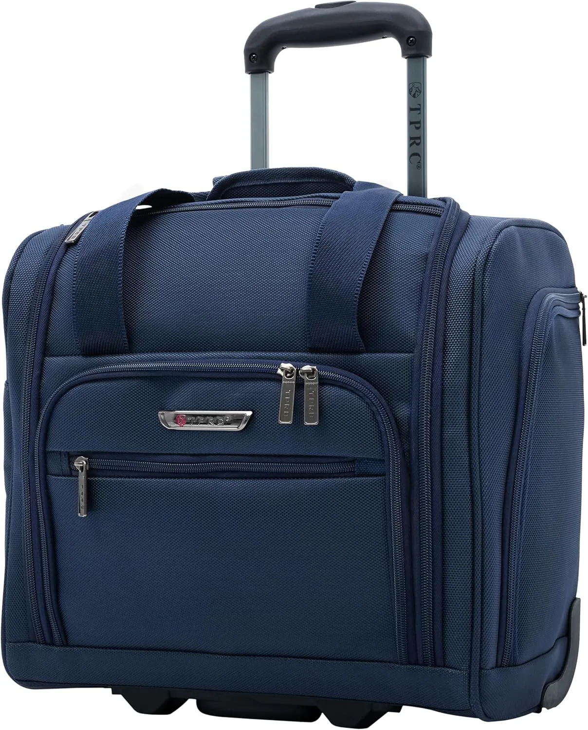 TPRC Smart Under Seat Carry-On Luggage with USB Charging Port, Navy Blue, Underseater 15-Inch