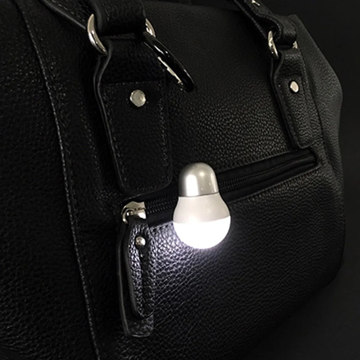 Troika Bag Light LED Keychain Lightbulb Shape Dark Blue Finish White Light