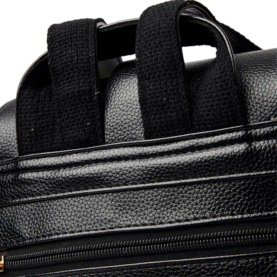 Women's Fashion Vintage Leather Multi-pocket Rucksack Travel Backpack