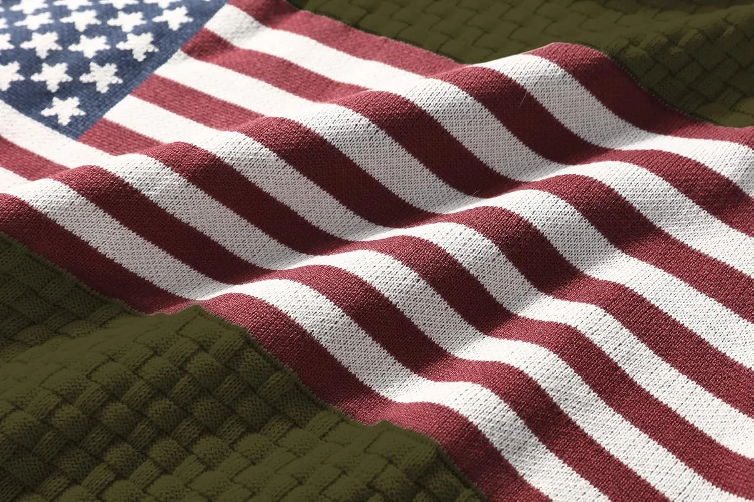 Zaitun Mens Hooded Sweatshirt Long Sleeve American Flag Knitted Hoodie Pullover Sweater